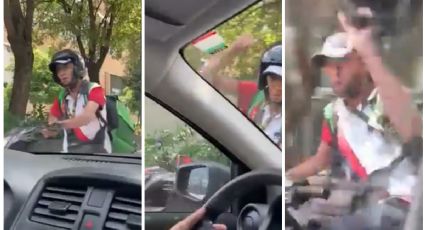 (VIDEO) Repartidor de agresiones: socio de app golpea auto familiar en Polanco