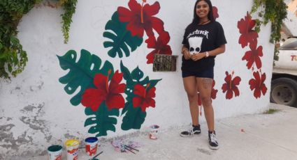 Joven tampiqueña es invitada a pintar murales en Altamira