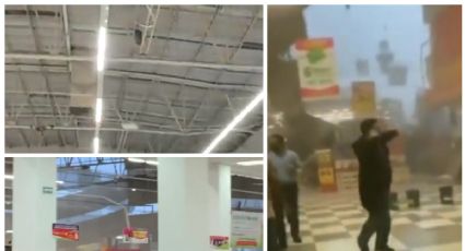 (VIDEOS) Granizada en CDMX: captan momento en que cayó el techo de un supermercado