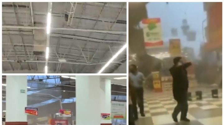 (VIDEOS) Granizada en CDMX: captan momento en que cayó el techo de un supermercado