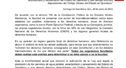 Ley de Aguas no violenta derechos humanos: Defensoría de Derechos Humanos