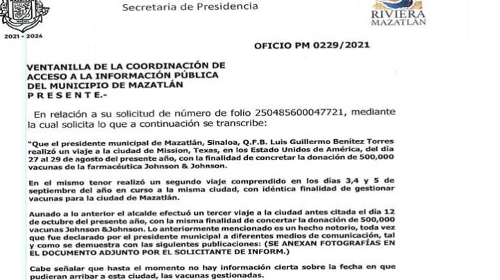 Justifica Alcalde "que nunca dieron permiso" para obtener vacunas de Texas