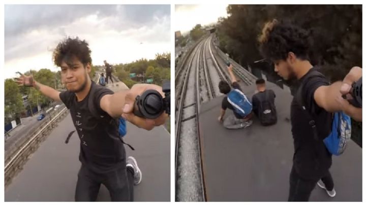 (VIDEO) ¡De infarto! Jóvenes ‘surfean’ en Metro CDMX: viajan sobre tren de Línea 9