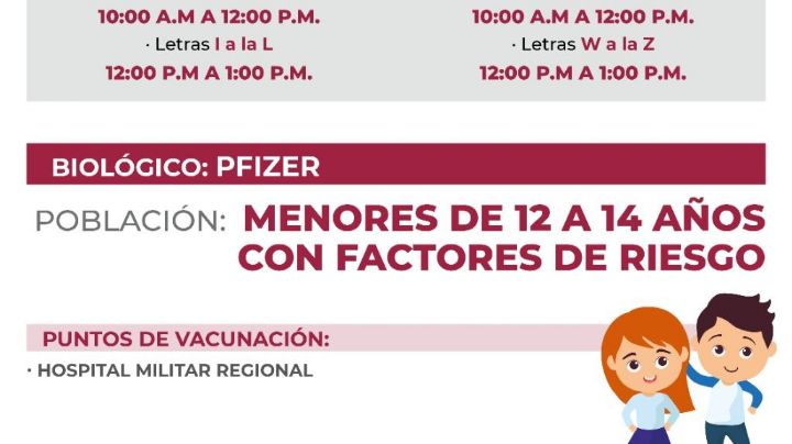 Inicia dosis de refuerzo para menores con comorbilidades de 12 a 14 años en Chihuahua