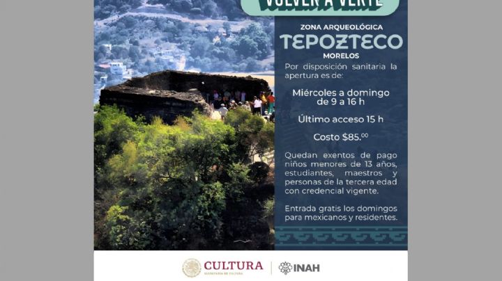 Vuelve a abrirse al público la Zona Arqueológica de Tepoztlán ¿A partir de cuándo?