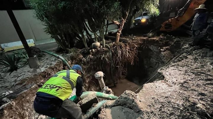 Concluye la reparación de fuga en Acueducto Florido-Aguaje; fueron más de 12 horas de trabajo