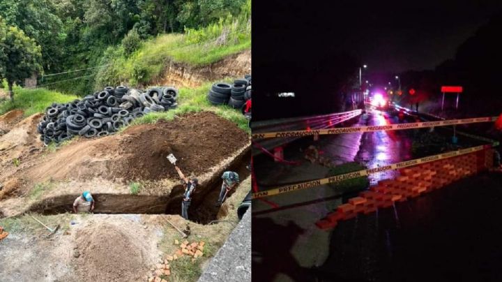 (FOTOS) Susto por socavón en Puebla: reparan la zona afectada por lluvias