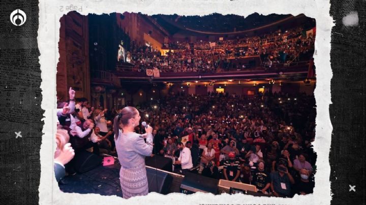 Con teatro abarrotado, militantes de Morena en EU dan calurosa bienvenida a Sheinbaum