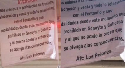 (FOTOS) Ahora en Sonora: aliados de 'Chapitos' prohíben fentanilo con narcomantas