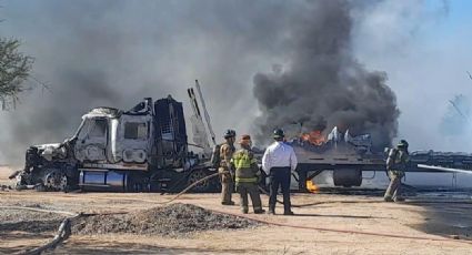 Muere hombre calcinado tras incendiarse camión cargado de combustible en Hermosillo