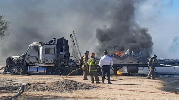 Muere hombre calcinado tras incendiarse camión cargado de combustible en Hermosillo