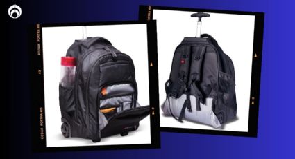 Liverpool vende mochila para laptop con soporte lumbar, rueditas y apartado para termo