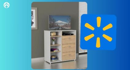 Walmart remata mueble para tele con cajones y espacio para decoraciones