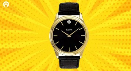 Walmart remata elegante reloj Bulova negro con dorado para caballero