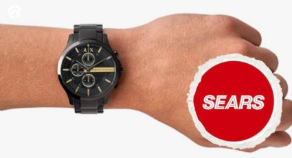 Sears remata elegante reloj Armani para hombre de acero inoxidable y detalles en dorado