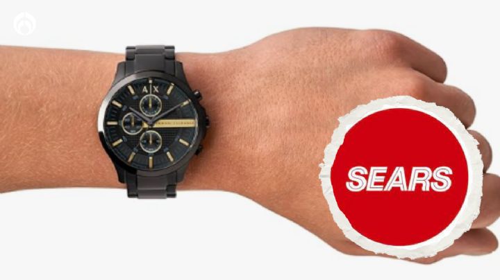 Sears remata elegante reloj Armani para hombre de acero inoxidable y detalles en dorado