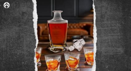 Walmart lanza ofertón en elegante set de vasos de vidrio con decantador para whisky