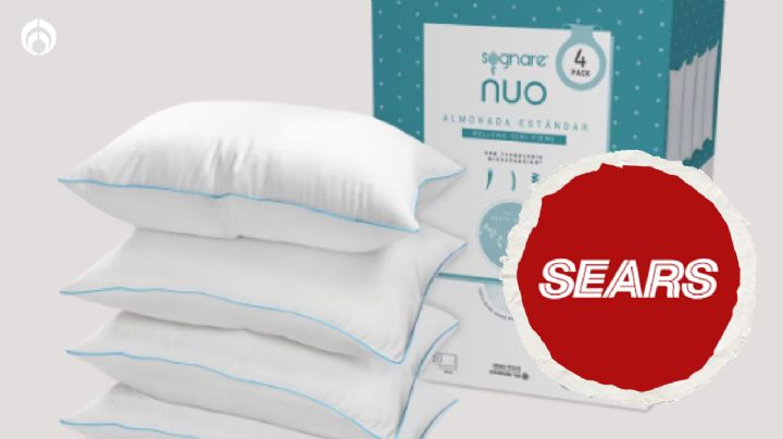 Sears remata paquete de 4 almohadas Sognare extra suaves y esponjosas a precio regalado