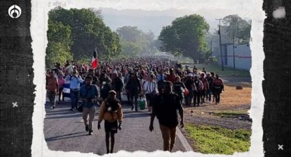 Caravana migrante protesta en sede del Instituto de Migración en Chiapas