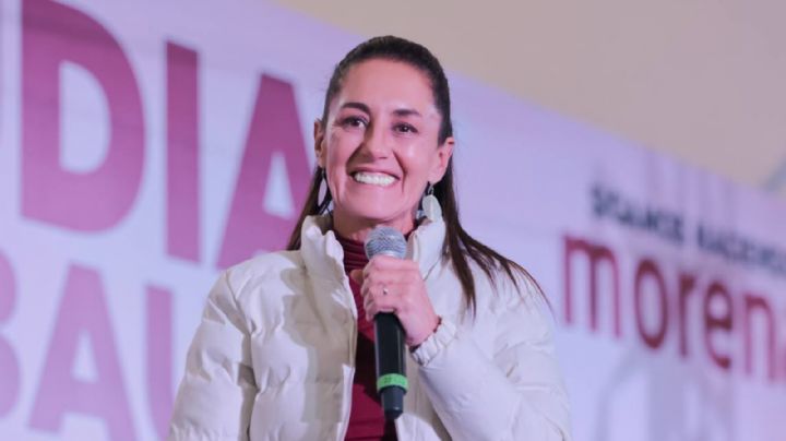 (VIDEO) Al grito de ¡Jóvenes con Claudia! y batucada, reciben a Sheinbaum en SLP