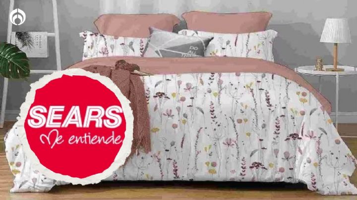 Sears remata edredón decorado más 2 sábanas suaves, 4 fundas y cojín