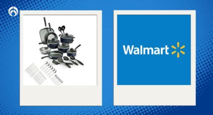 Walmart remata elegante batería de cocina Tramontina azul antiadherente con juego de cubiertos