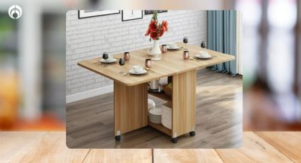 Walmart rebaja mesa plegable con rueditas y diseño minimalista ¡es perfecta para el comedor!