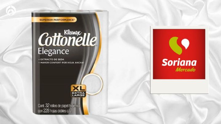 Soriana vende en menos de $200 el paquete de 32 rollos de papel de baño Cottonelle Elegance