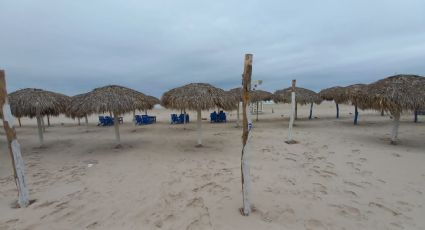 Frente Frío en Madero: palapas de playa Miramar son retiradas ante la llegada de norte en la zona