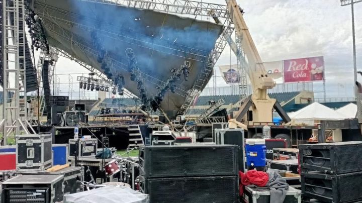 "Sin bandera" ni festival; suspenden concierto de Obregón tras derrumbe de escenario