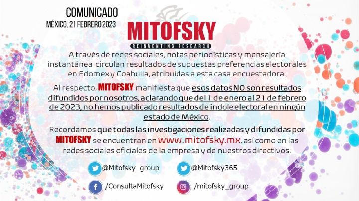 Mitofsky aclara que encuesta sobre elecciones Edomex no es de ellos