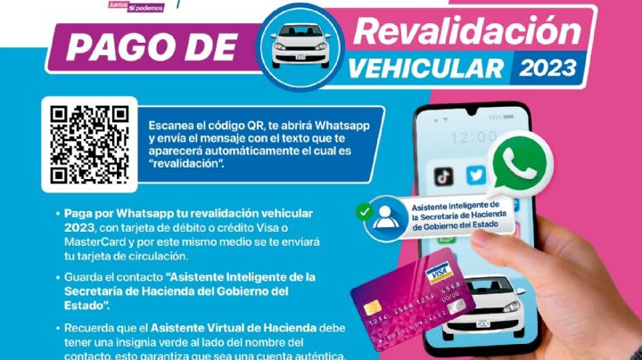 Habilita Secretaría de Hacienda cuenta de whatsapp para el pago de revalidación vehicular 2023