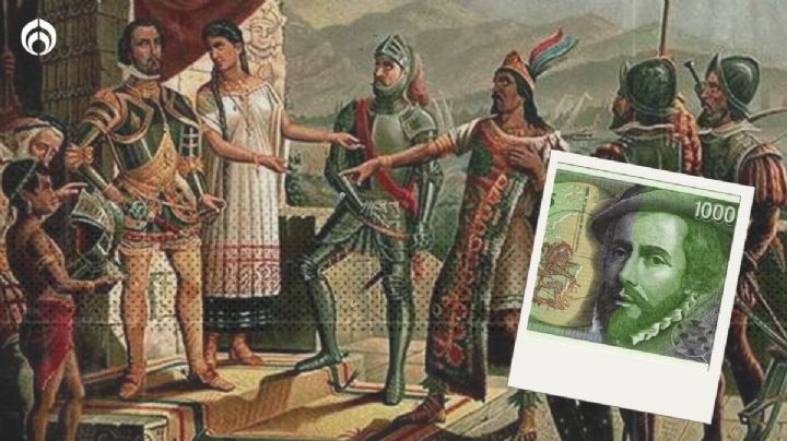 Este billete es protagonizado por Hernán Cortés y Moctezuma… y no es mexicano