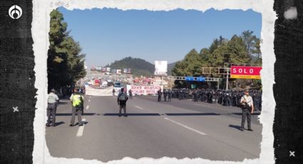 Trifulca en la México-Toluca: manifestantes cierran vía y riñen con policías (VIDEO)