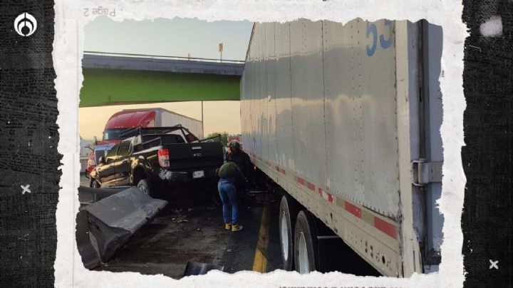 Tráiler embiste a 2 vehículos en Circuito Exterior Mexiquense; cierran vía (VIDEO)