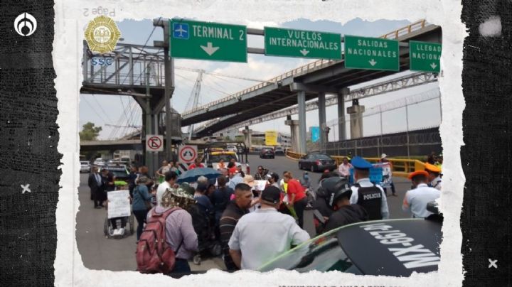 Protesta en AICM: bloquean acceso a T1 en demanda de tratamientos médicos (VIDEO)