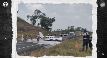 (FOTOS) Avioneta aterriza de emergencia en carretera de Papantla, Veracruz