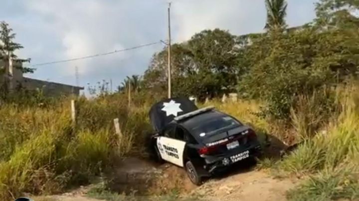 (FOTOS) Hombre en situación de calle roba patrulla en Tampico, 'vuela' puente y choca en Veracruz