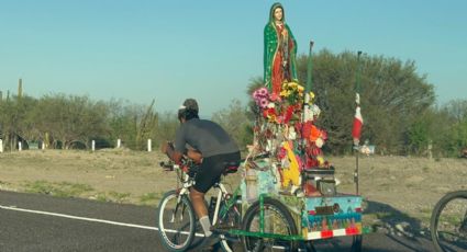 Un acto de fe: David viaja en su bicicleta cargando a la Virgen de Guadalupe de Campeche hasta BCS