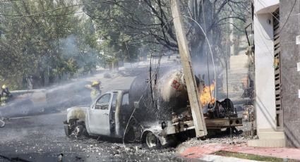 Moviliza incendio de pipa de gas tras choque en Escobedo NL