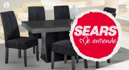 Sears remata comedor negro para 6 personas con mesa cubierta de cristal