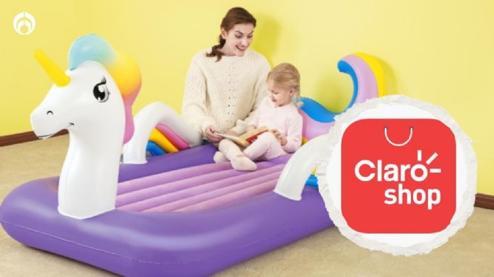 Claro Shop remata esta hermosa cama inflable de unicornio ¡con colchón desmontable!