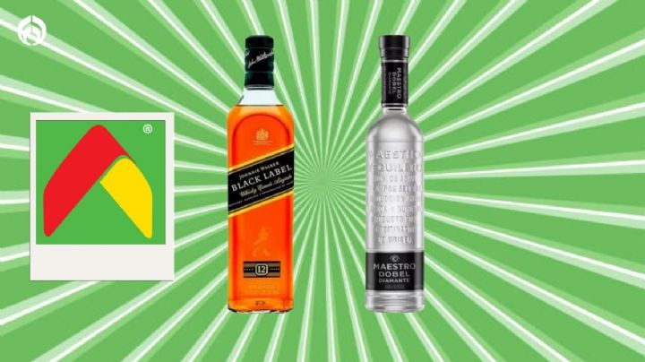 Bodega Aurrera remata combo de tequila Maestro Dobel Diamante y whisky Johnnie Walker Black Label