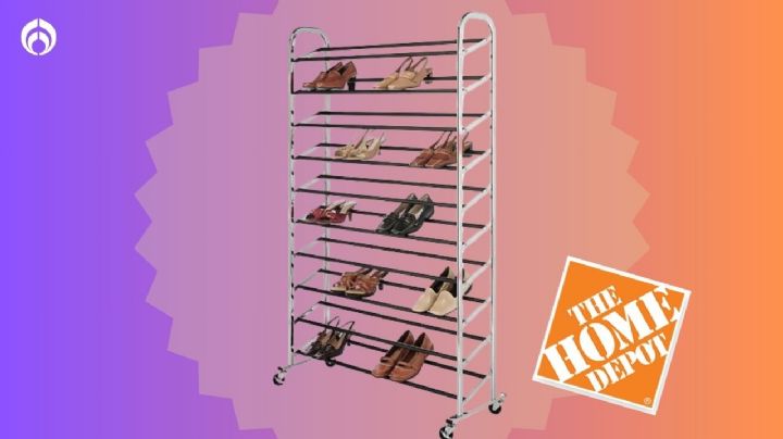 Home Depot rebaja zapatera de metal de 10 niveles, ¡le caben hasta 50 pares!