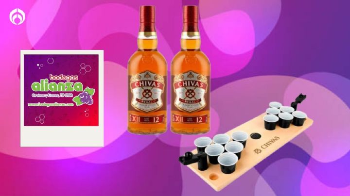 Bodegas Alianza remata paquete de 2 botellas de whisky Chivas Regal con juego de beer pong de regalo