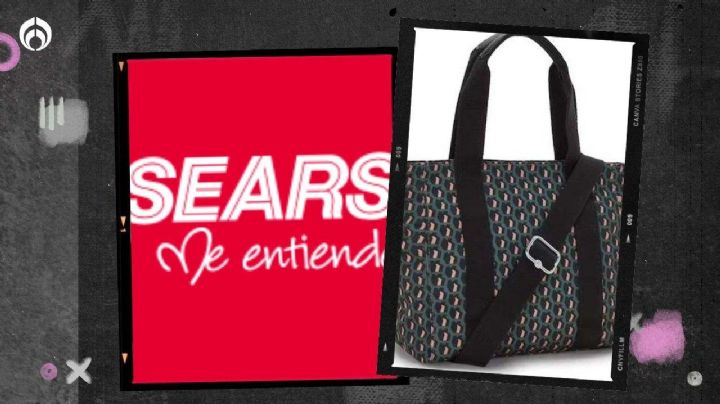 Sears remata bolsa Kipling decorada con muchos bolsillos y correa extraíble