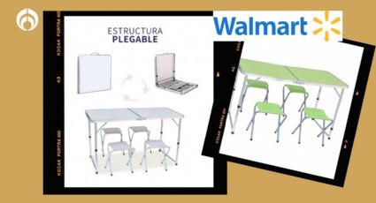 Walmart vende baratísima esta mesa plegable que soporta 135 kilos y viene  con sillas de regalo