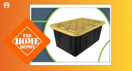 Home Depot remata caja de plástico de 102 litros para uso rudo; es de plástico extra resistente