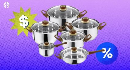 La batería de cocina de acero inoxidable de 12 piezas fácil de limpiar y con descuento en Walmart