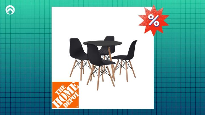 Home Depot remata comedor minimalista en color negro; ideal para departamentos chicos